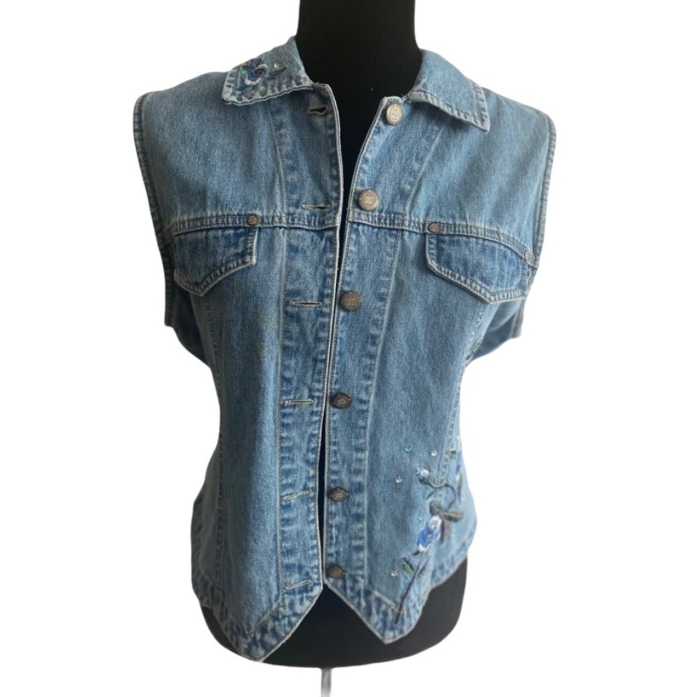 Bill Blass jeans vintage embroidered denim vest M